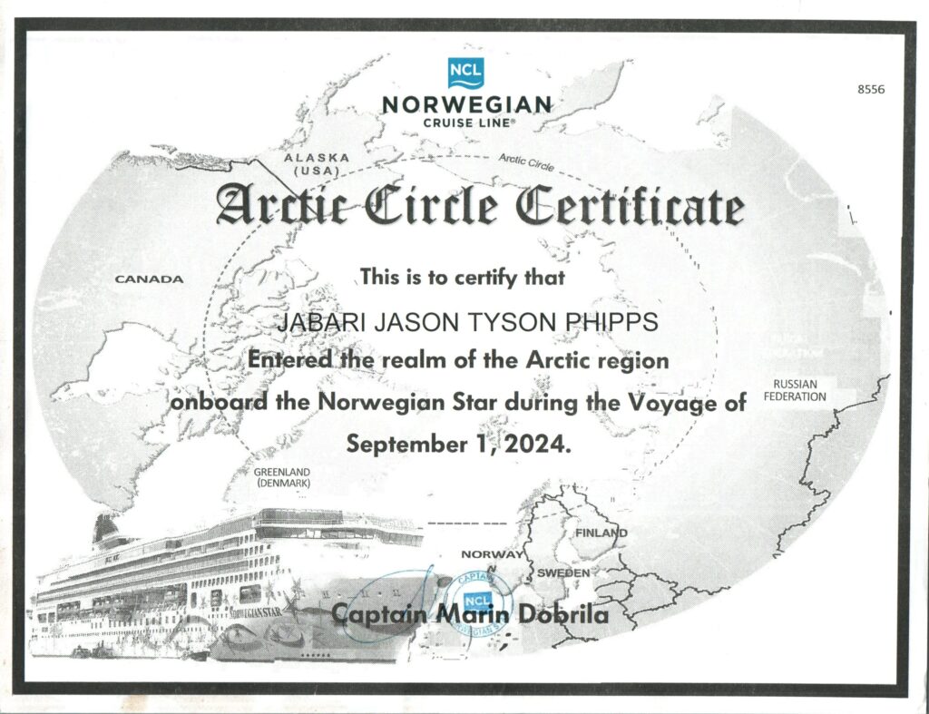 Arctic Circle Certificate Norwegian Cruise